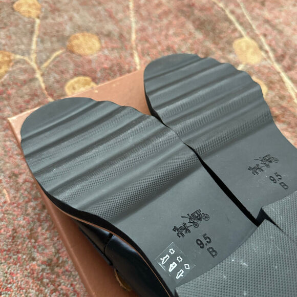 Coach Ida Black Brown Slip On Leather Loafers Heels Womens Size 9.5 M A7923 New - Picture 7 of 7